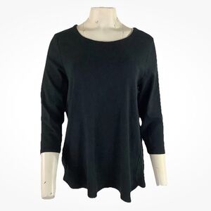 NWOT J Jill Sz L 100% Pima Cotton 3/4 Sleeve Scoop Neck Basic Casual Tee